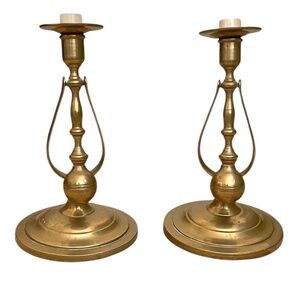 Pair Of Vintage‎ Swinging Brass Gold Candelabra, Made In Italy